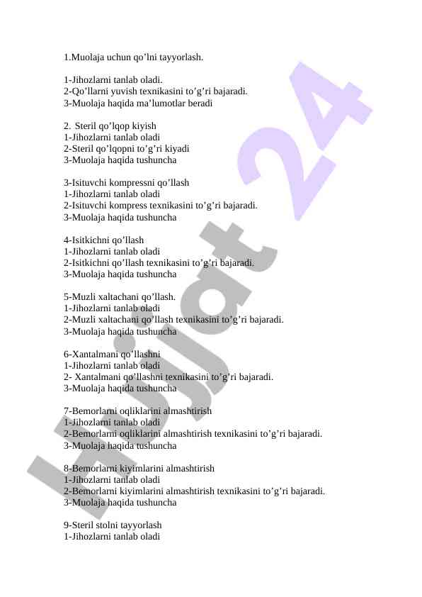 Muolaja jarayonida texnikalar va usullar