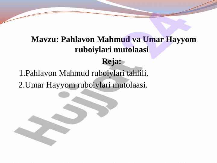 Pahlavon mahmud va umar hayyom ruboiylari tahlili