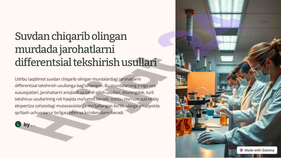Differentsial tekshirish usullari suvda murdalar uchun