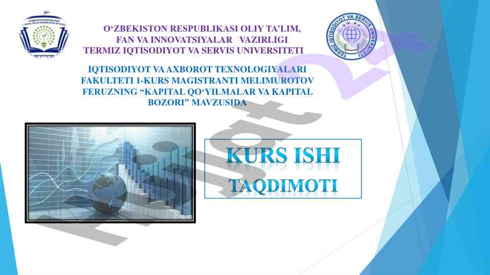 Kapital qoyilmalari va kapital bozori taqdimoti