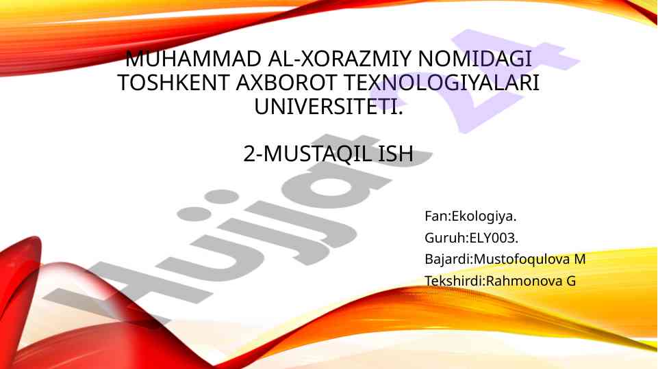 Suvning ifloslanish manbalari va asosiy ifloslantiruvchi birikmalar