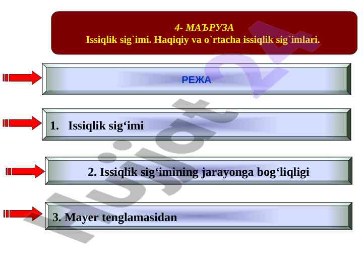 Issiqlik sig‘imi haqida ma'ruza
