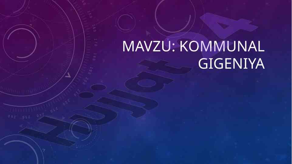 Kasalxona gigienasi va infeksiya nazorati