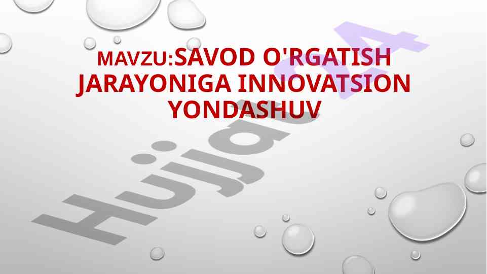 Savod o'rgatish jarayonidagi innovatsion yondashuv