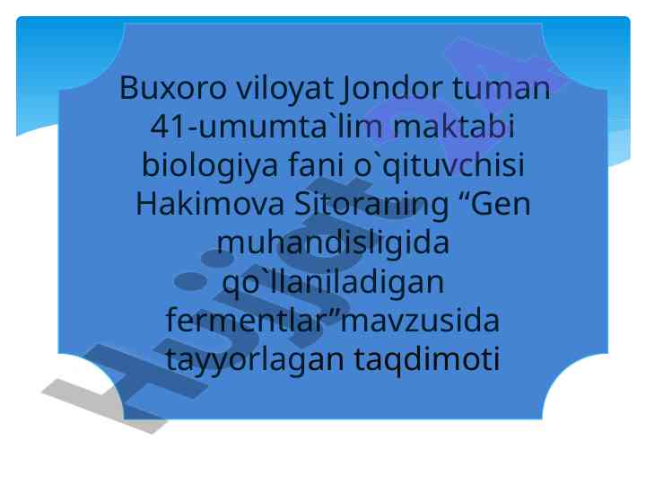 Gen muhandisligida qo‘llaniladigan fermentlar
