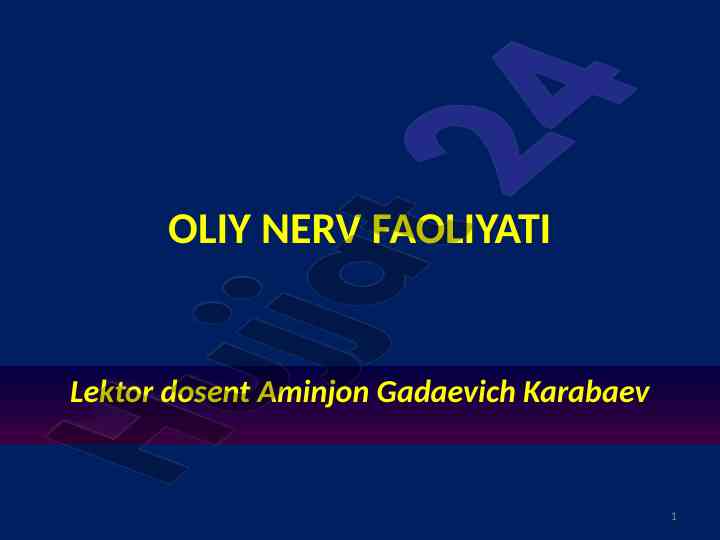 Oliy nerv faoliyati va reflekslar fiziologiyasi