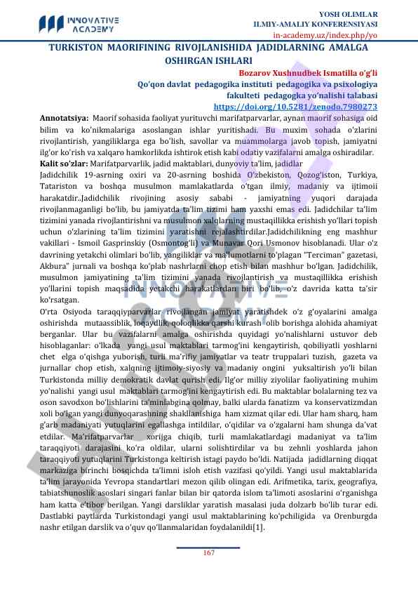 Jadidlarning ta'lim tizimidagi roli va rivojlanishi