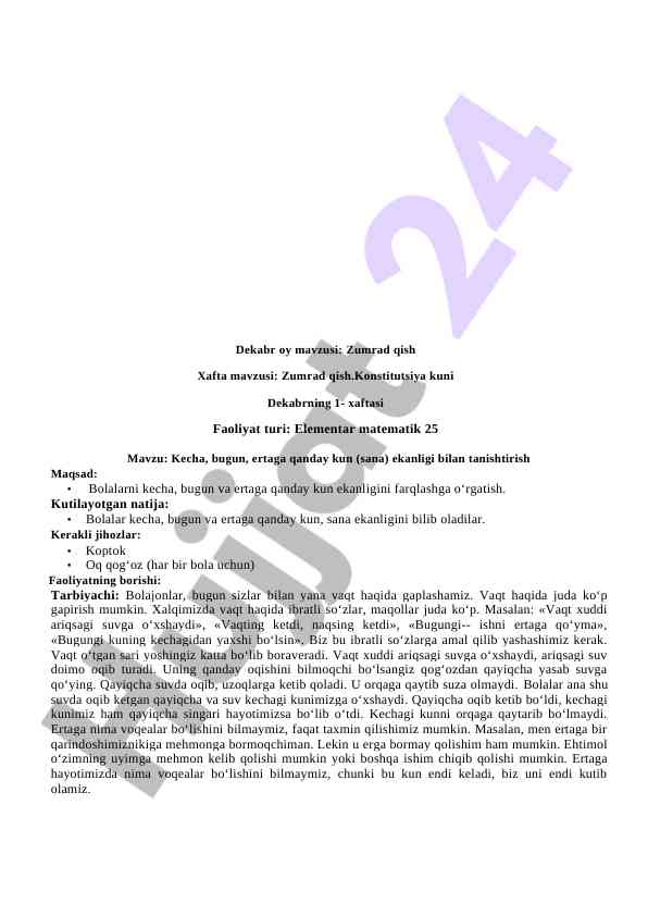 Vaqt haqida ta'lim berish usullari