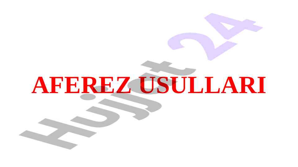 Aferez usullari tibbiyotda qo'llanilishi