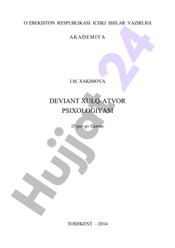 Deviant xulq-atvor psixologiyasi o‘quv qo‘llanma