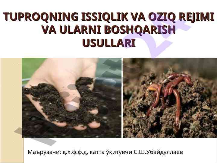Tuproqdagi issiqlik va oziq rejimi