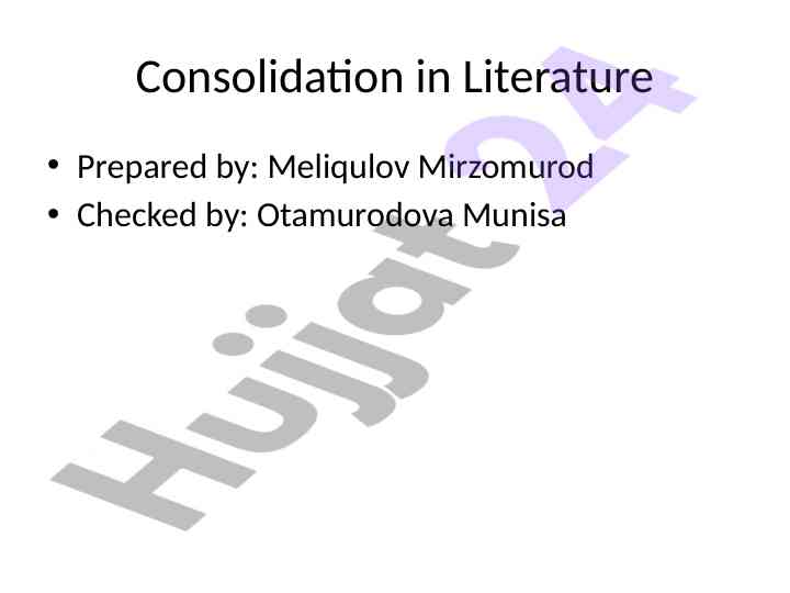 Consolidation in literature and its importance