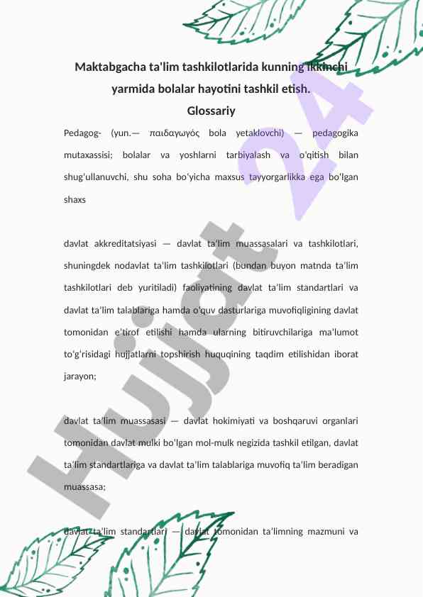 Maktabgacha ta'lim tashkilotlarida bolalar hayoti
