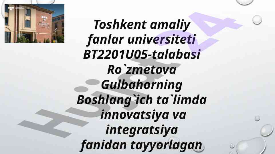 Boshlang'ich Ta'limda Innovatsiya Va Integratsiya