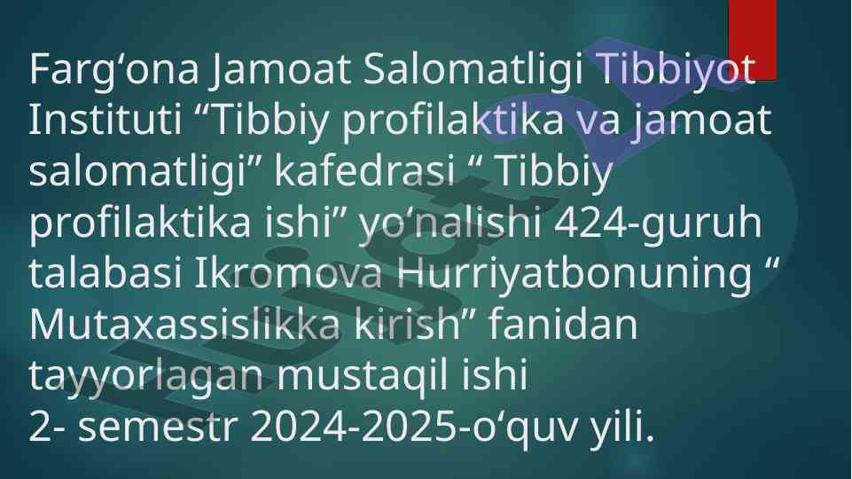 Mehnat gigiyenasi hujjatlari bilan tanishish