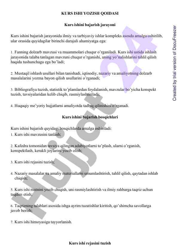Kurs ishini yozish qoidalari va tavsiyalari