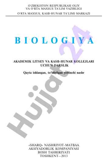 Biologiya darslik o‘rta maxsus ta’lim uchun