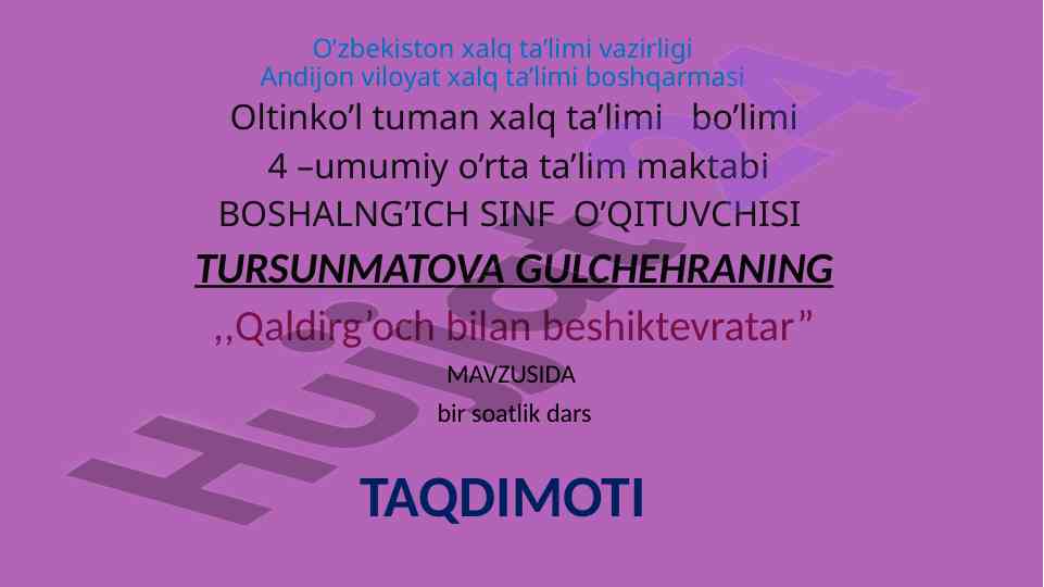 Qaldirg'och bilan beshiktevratar dars taqdimoti