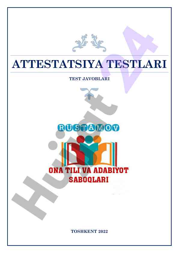 Attestatsiya testlari javoblari toshkent 2022