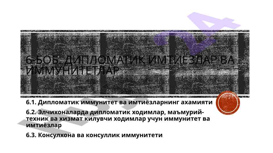 Diplomatik immuletlar va imtiyozlar haqida ma'lumot