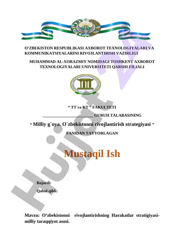 Harakatlar strategiyasi milliy taraqqiyot asosi