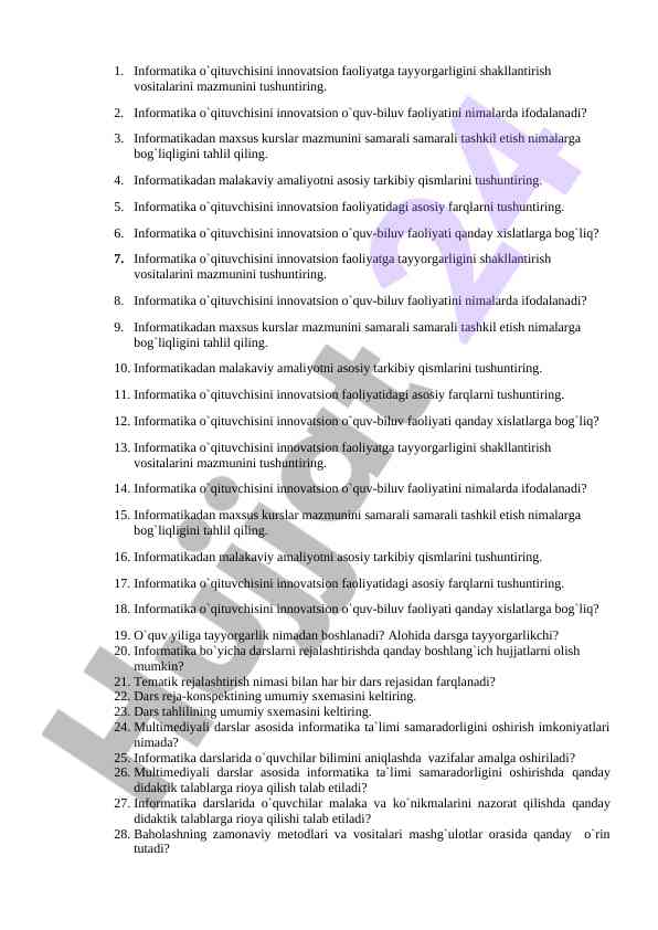 Informatika o'qituvchisi innovatsion faoliyatini tahlil qilish