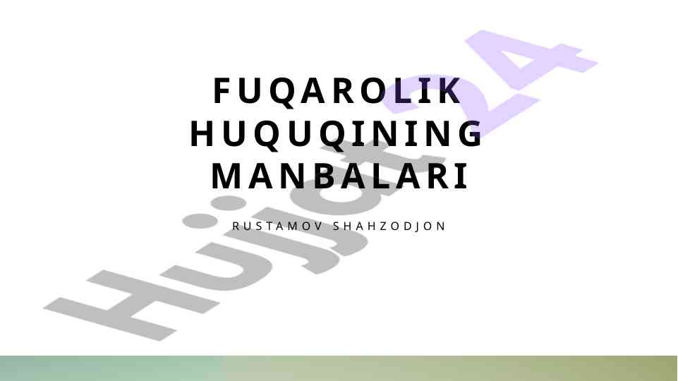 Fuqarolik huquqi tarixi o'zbekiston kontekstida