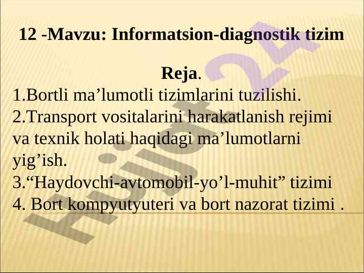 Informatsion-diagnostik tizimlar haqida ma'lumotlar