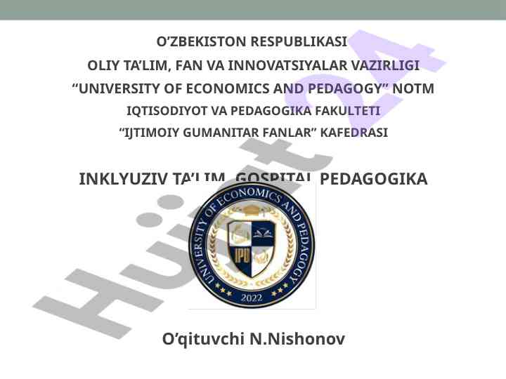 Imkoniyati cheklangan bolalar ta’limi nazariyalari