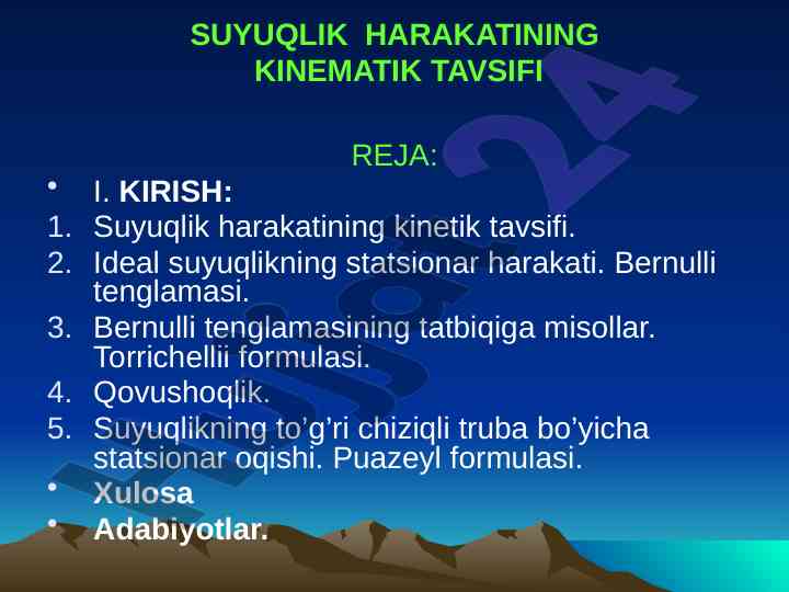 Suyuqlik harakatining kinematik tavsifi