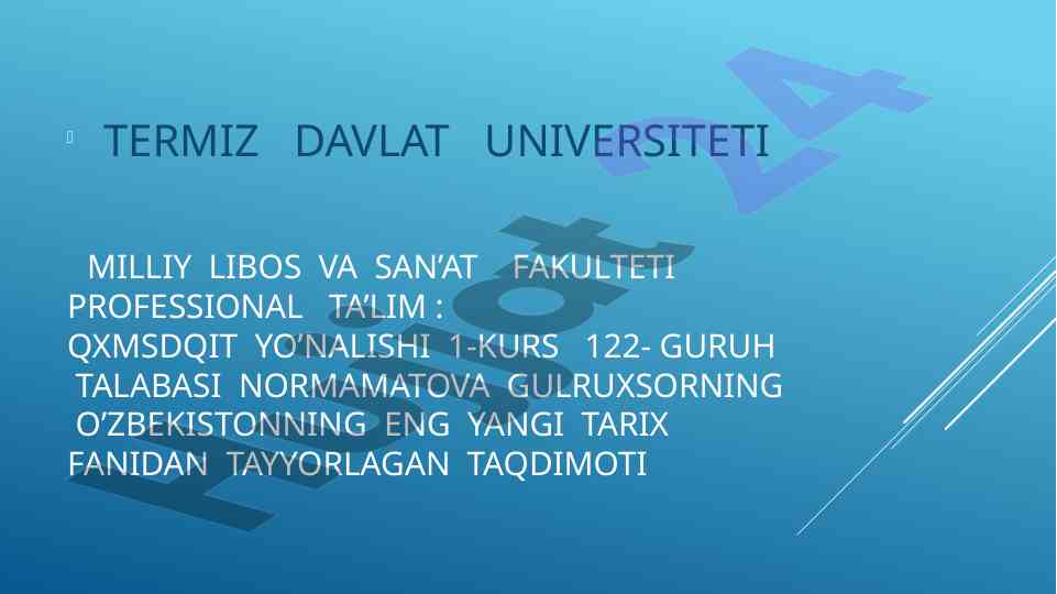 O’zbekiston respublikasida prezidentlik instituti