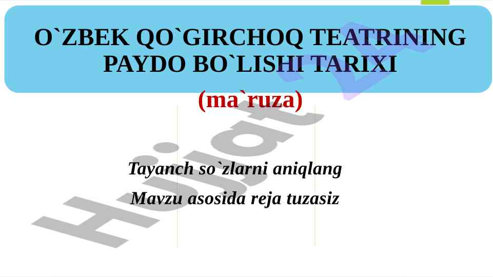 Qo'g'irchoq o'yin va san'at turi asoslari