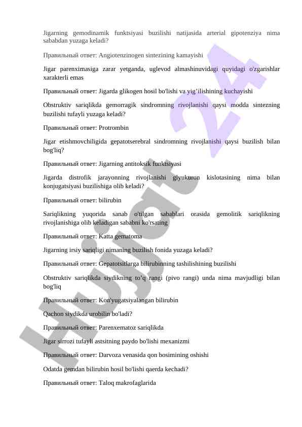 Jigar fiziologiyasi va gipotenziya sabablari