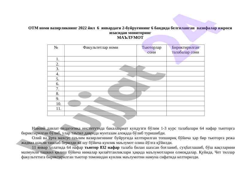 Monitoring ma'lumotlarining ta'lim jarayonida ahmiyati