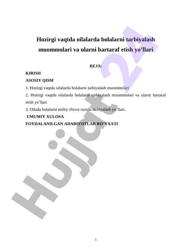Oilalarda Bolalarni Tarbiyalash Muommolari