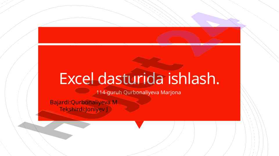 Excel dasturida ishlashning asosiy aspektlari