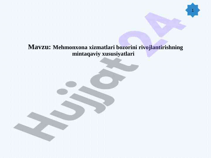 Mehmonxona xizmatlari bozorining mintaqaviy rivojlanishi