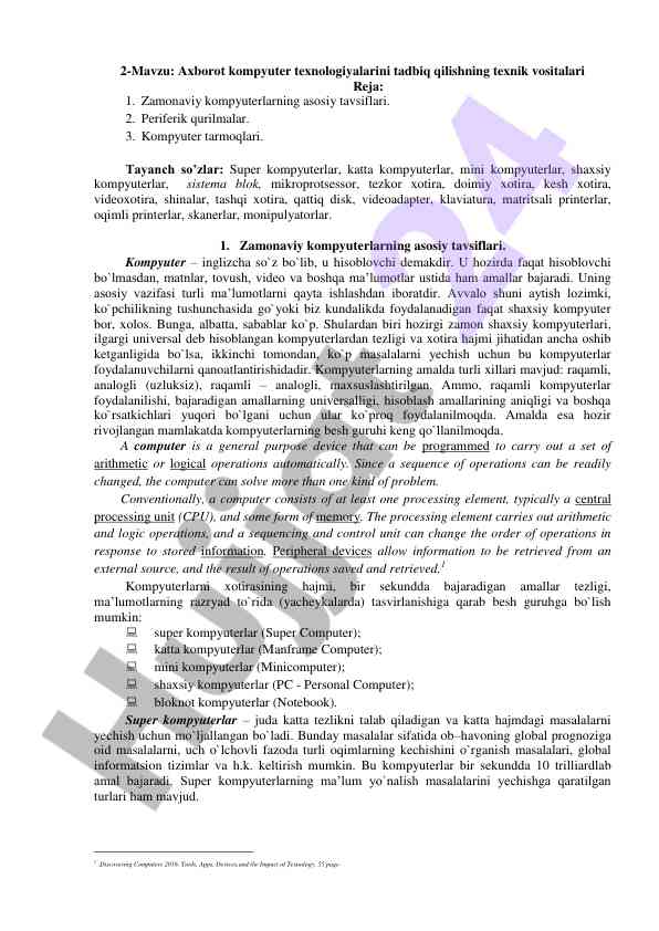 Axborot kompyuter texnologiyalari va periferik qurilmalar