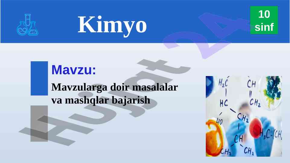 Kimyo reaksiyalari bo‘yicha masalalar ye’chish
