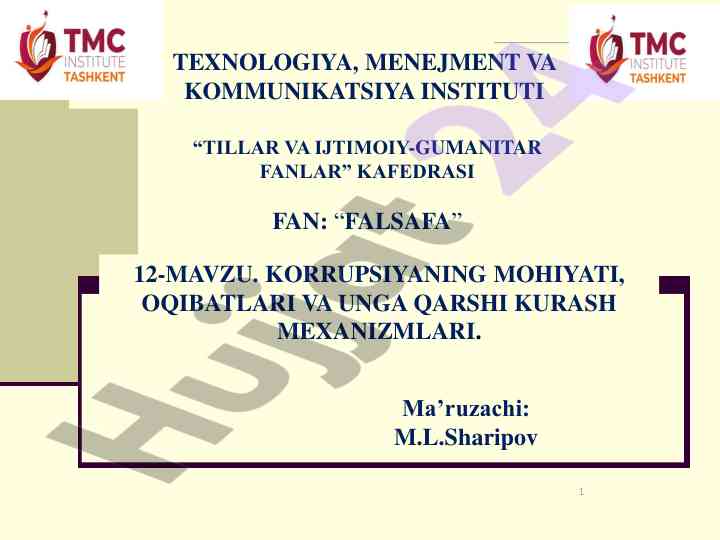 Korrupsiyaning mohiyati va unga qarshi kurash
