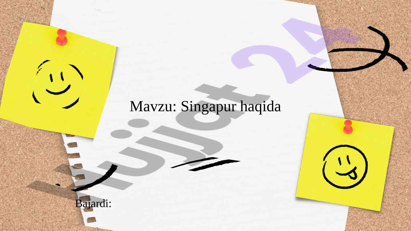 Singapur respublikasi haqida ma'lumotlar