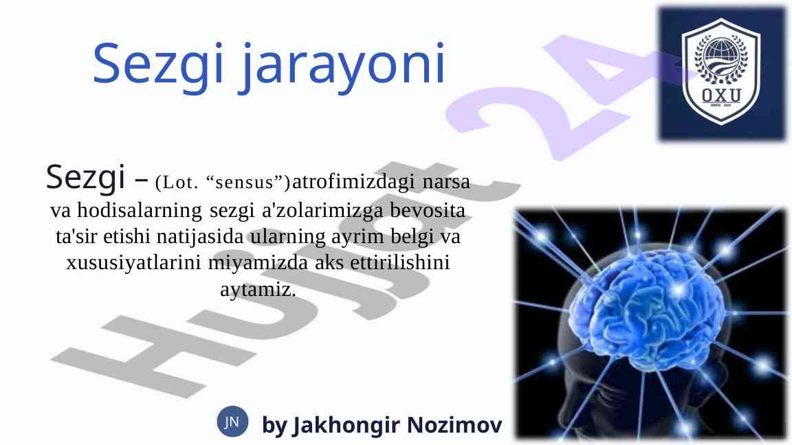 Sezgi jarayonining asoslari va turlari
