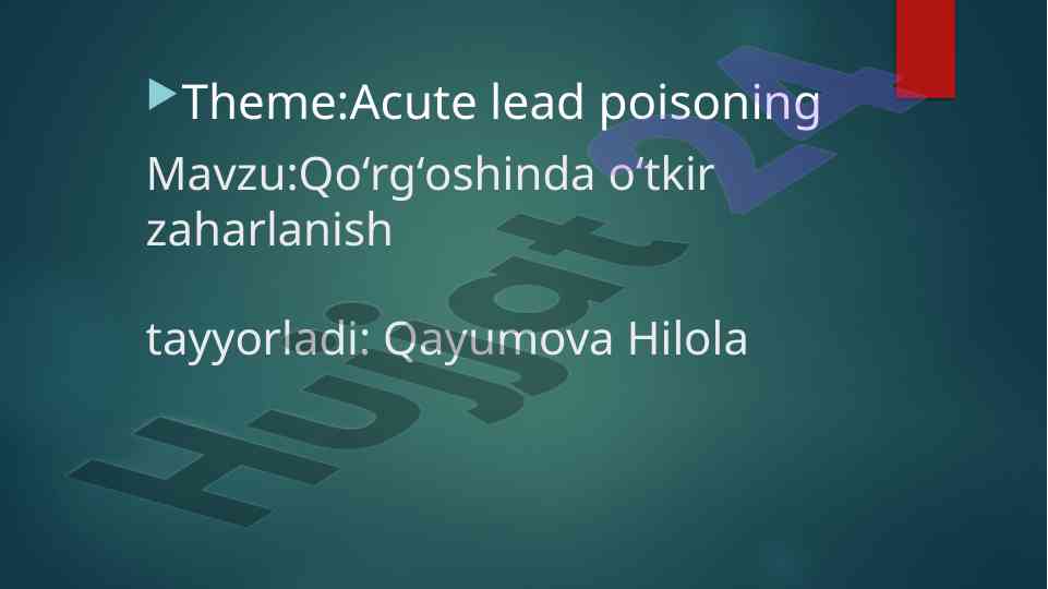 Acute lead poisoning effects in production areas