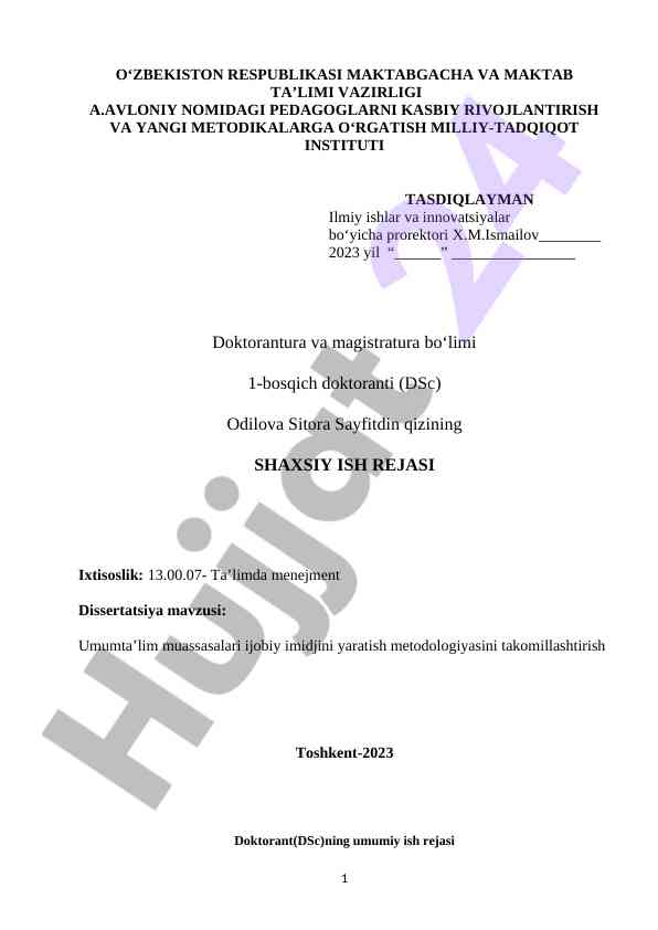Umumta'lim Muassasalari Ijobiy Imidjini Yaratish