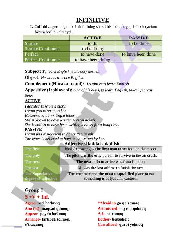 Understanding infinitives and their usage in english