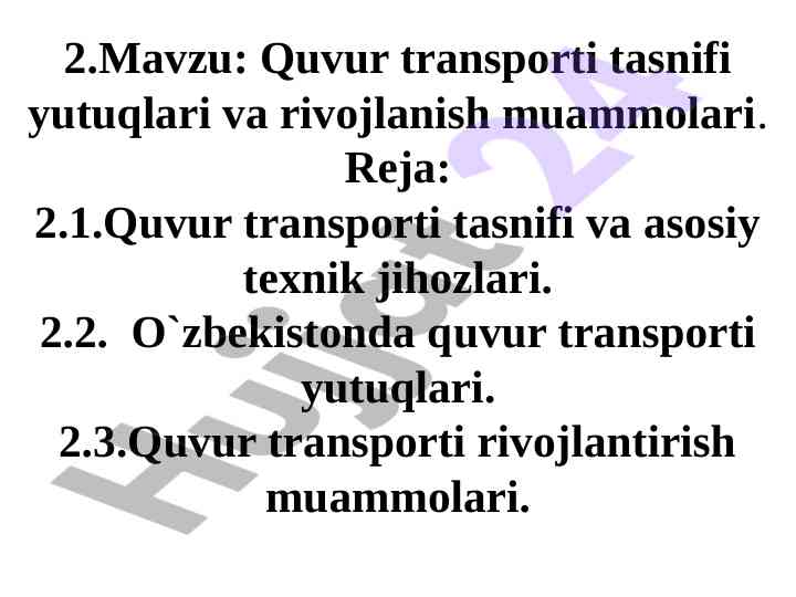 Quvur transporti tasnifi yutuqlari va rivojlanish muammolari