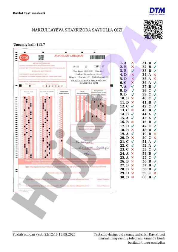 Test sinovlari natijalari va raqamli tahlil