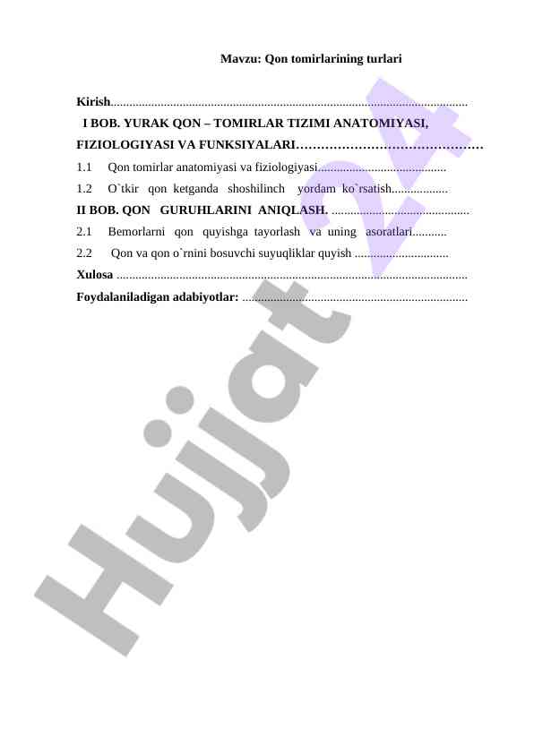 Qon tomirlarining turlari va fiziologiyasi