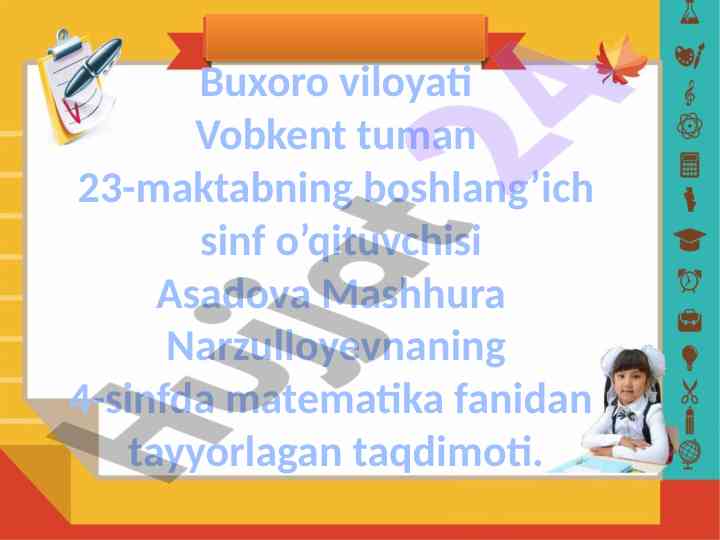 Matematika fanidan taqdimot va masalalar