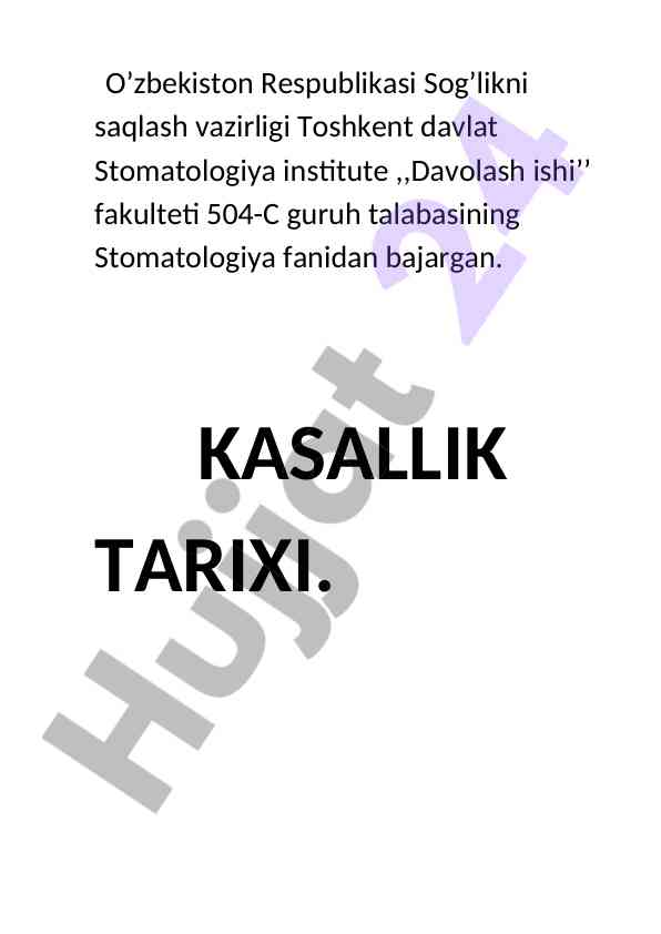 Kasal tarixi tahlili va jarrohlik bemorlar